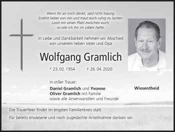 Anzeige von Wolfgang Gramlich von MGO