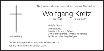 Anzeige von Wolfgang Kretz von MGO