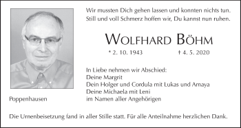 Anzeige von Wolfhard Böhm von MGO