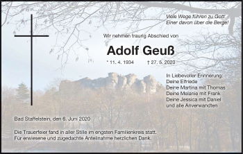 Anzeige von Adolf Geuß von MGO