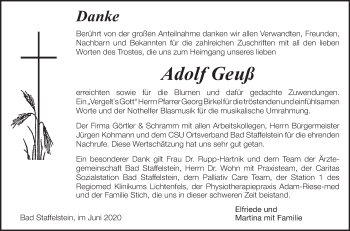 Anzeige von Adolf Geuß von MGO