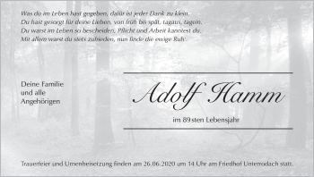 Anzeige von Adolf Hamm von MGO