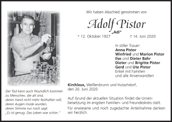 Anzeige von Adolf Pistor von MGO