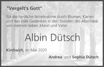 Anzeige von Albin Dütsch von MGO