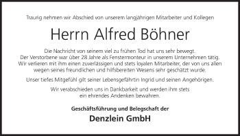 Anzeige von Alfred Böhner von MGO
