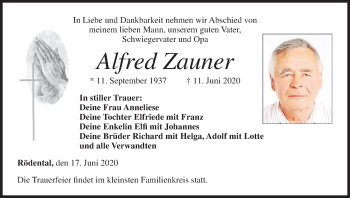 Anzeige von Alfred Zauner von MGO