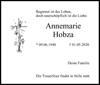 Anzeige von Annemarie Hobza von MGO
