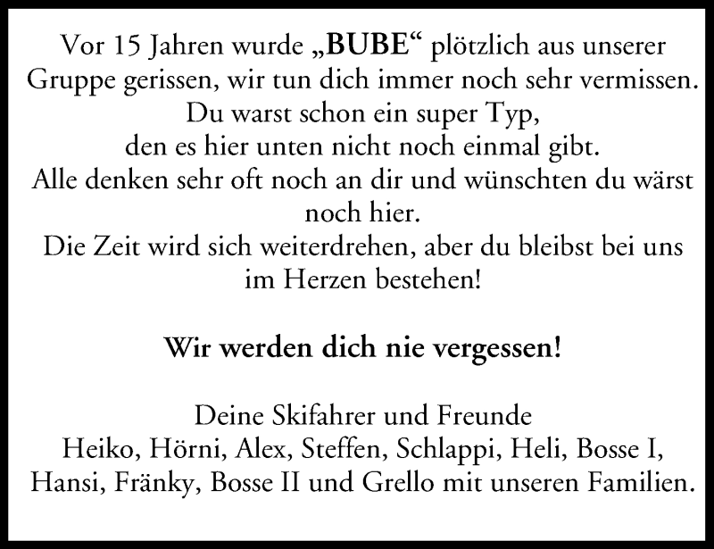  Traueranzeige für Bube  vom 20.06.2020 aus MGO