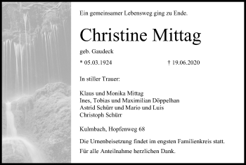 Anzeige von Christine Mittag von MGO