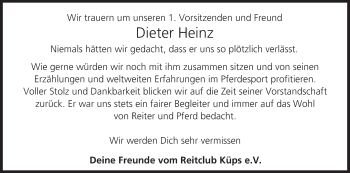 Anzeige von Dieter Heinz von MGO