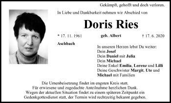 Anzeige von Doris Ries von MGO