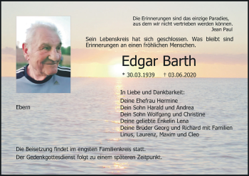 Anzeige von Edgar Barth von MGO