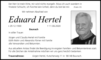 Anzeige von Eduard Hertel von MGO