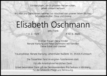 Anzeige von Elisabeth Oschmann von MGO
