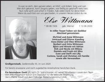 Anzeige von Else Wittmann von MGO