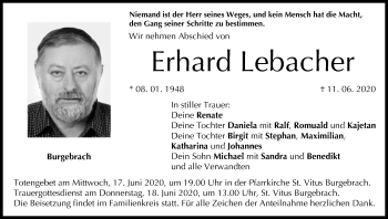 Anzeige von Erhard Lebacher von MGO