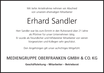 Anzeige von Erhard Sandler von MGO