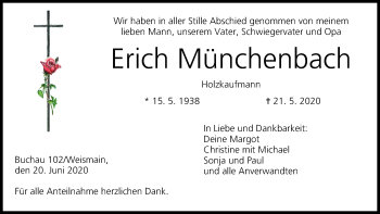 Anzeige von Erich Münchenbach von MGO