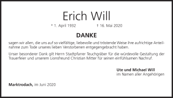 Anzeige von Erich Will von MGO