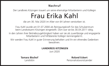 Anzeige von Erika Kahl von MGO