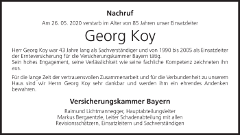 Anzeige von Georg Koy von MGO