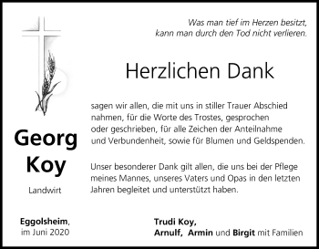 Anzeige von Georg Koy von MGO