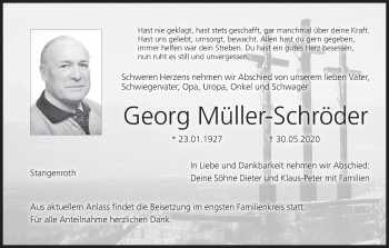 Anzeige von Georg Müller-Schröder von MGO