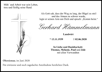 Anzeige von Gerhard Hämmelmann von MGO
