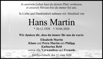Anzeige von Hans Martin von MGO