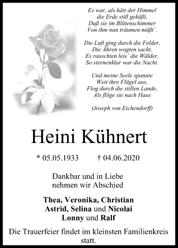 Anzeige von Heini Kühnert von MGO