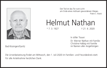 Anzeige von Helmut Nathan von MGO