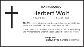 Anzeige von Herbert Wolf von MGO