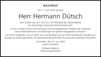 Anzeige von Hermann Dütsch von MGO
