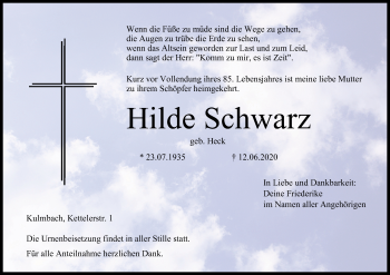 Anzeige von Hilde Schwarz von MGO