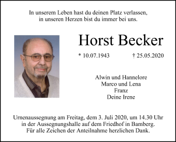 Anzeige von Horst Becker von MGO