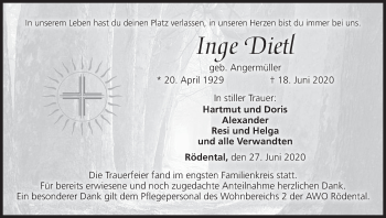 Anzeige von Inge Dietl von MGO