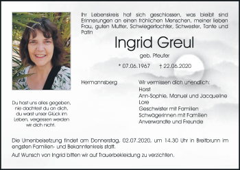 Anzeige von Ingrid Greul von MGO