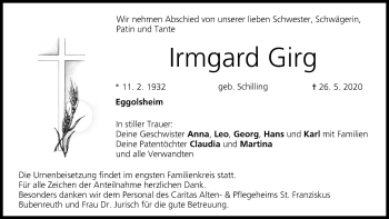 Anzeige von Irmgard Girg von MGO