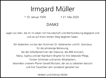 Anzeige von Irmgard Müller von MGO