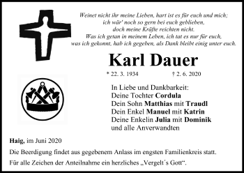 Anzeige von Karl Dauer von MGO