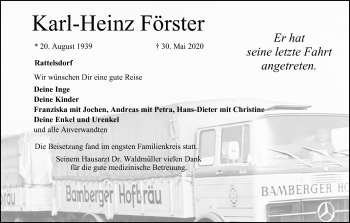 Anzeige von Karl-Heinz Förster von MGO