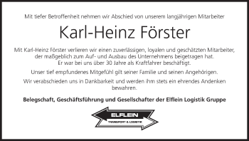 Anzeige von Karl-Heinz Förster von MGO