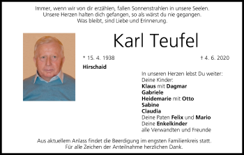 Anzeige von Karl Teufel von MGO