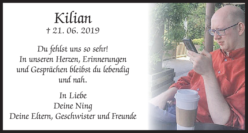  Traueranzeige für Kilian Münzel vom 20.06.2020 aus MGO