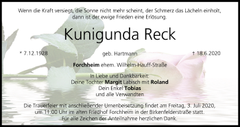 Anzeige von Kunigunda Reck von MGO