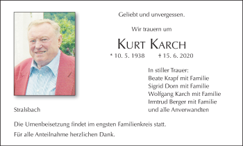 Anzeige von Kurt Karch von MGO