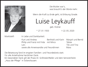 Anzeige von Luise Leykauff von MGO