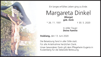 Anzeige von Margareta Dinkel von MGO