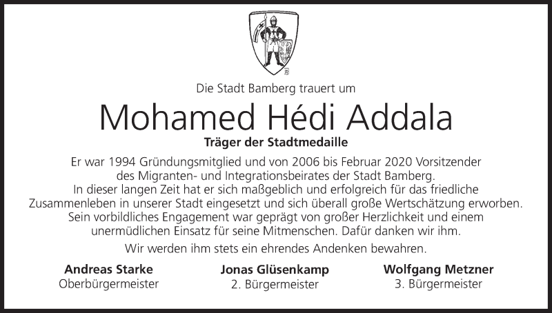 Traueranzeige für Mohamed Hédi Addala vom 16.06.2020 aus MGO