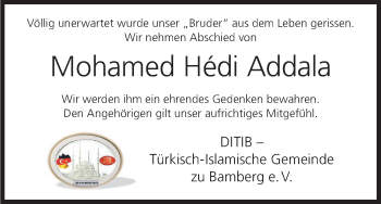 Anzeige von Mohamed Hédi Addala von MGO